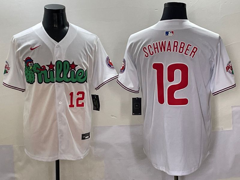Men Philadelphia Phillies #12 Schwarber White three generations Joint Name Nike 2025 MLB Jersey style 2->philadelphia phillies->MLB Jersey